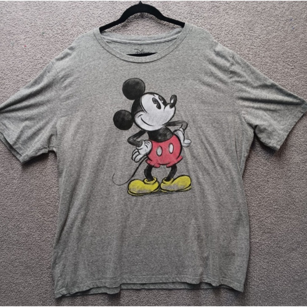 Disney Mickey Mouse Graphic T Shirt Women 3X Gray Short Sleeve‎ Casual Tee